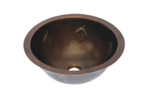 14" Round Copper Sink - Horse Head