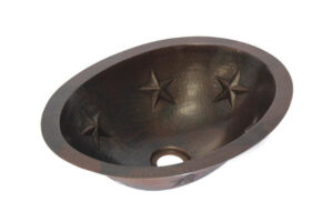 16" Oval Copper Sink - Star