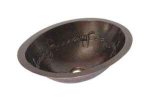 16" Oval Copper Sink - Barbed Wire