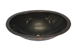 19" Oval Copper Sink - Star