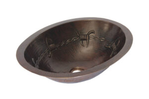 19" Oval Copper Sink - Barbed Wire