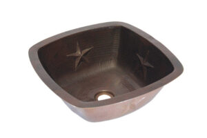 15" Square Copper Sink - Star