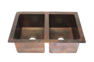 33" x 22" Kitchen Copper Sink - 50/50