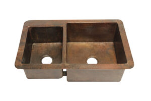 33" x 22" Kitchen Copper Sink - 40/60