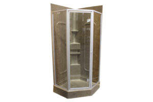 32" Angle Shower Door with Clear Glass - Nickel