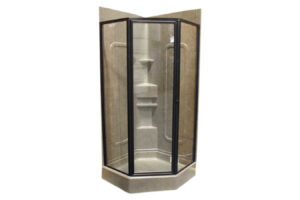 32" Angle Shower Door with Clear Glass - Dark Oil Rubbed Bronze