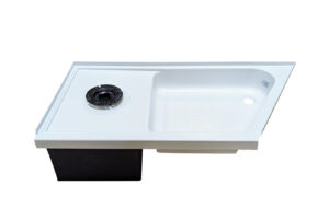 24" x 50" Slant Angle Combo Pan - Right Hand Drain - White