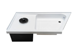 24" x 50" Slant Angle Combo Pan - Right Hand Drain - White