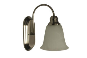 Single Globe Wall Mount Light - Brushed Nickel with Alabaster Glass - Ridgeway Style