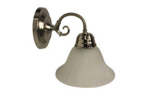 Single Globe Wall Mount Light - Brushed Nickel with Alabaster Glass - Millbridge Style