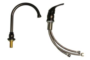 Single Lever Pedestal Goose Neck Kitchen Faucet - Venetian Bronze