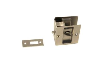 Pocket Door Pull with Lock - Brushed Nickel