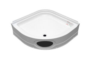34" Curved Shower Pan with Round Front - White