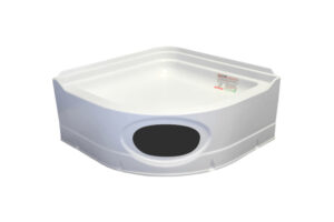 27" Curved Shower Pan with Round Front - White